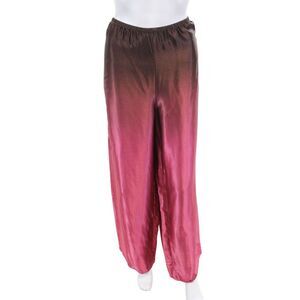 Vince Womens High Rise Pull On Wide Leg Pants Brown Pink Ombre Size Large